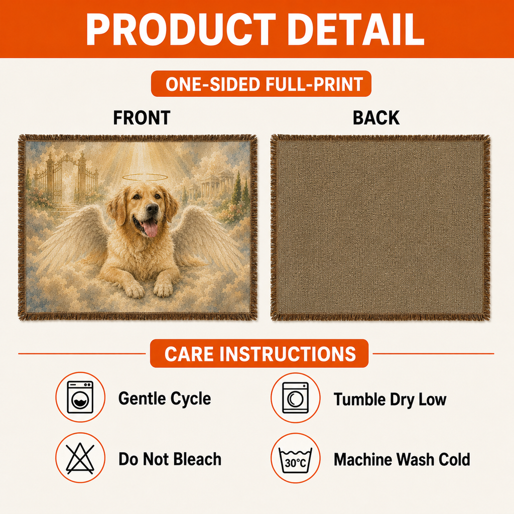 Custom Angel Pet Memorial Woven Blanket