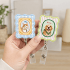 Badge Reel – Custom Pet Portrait Vintage Scalloped Frame Design