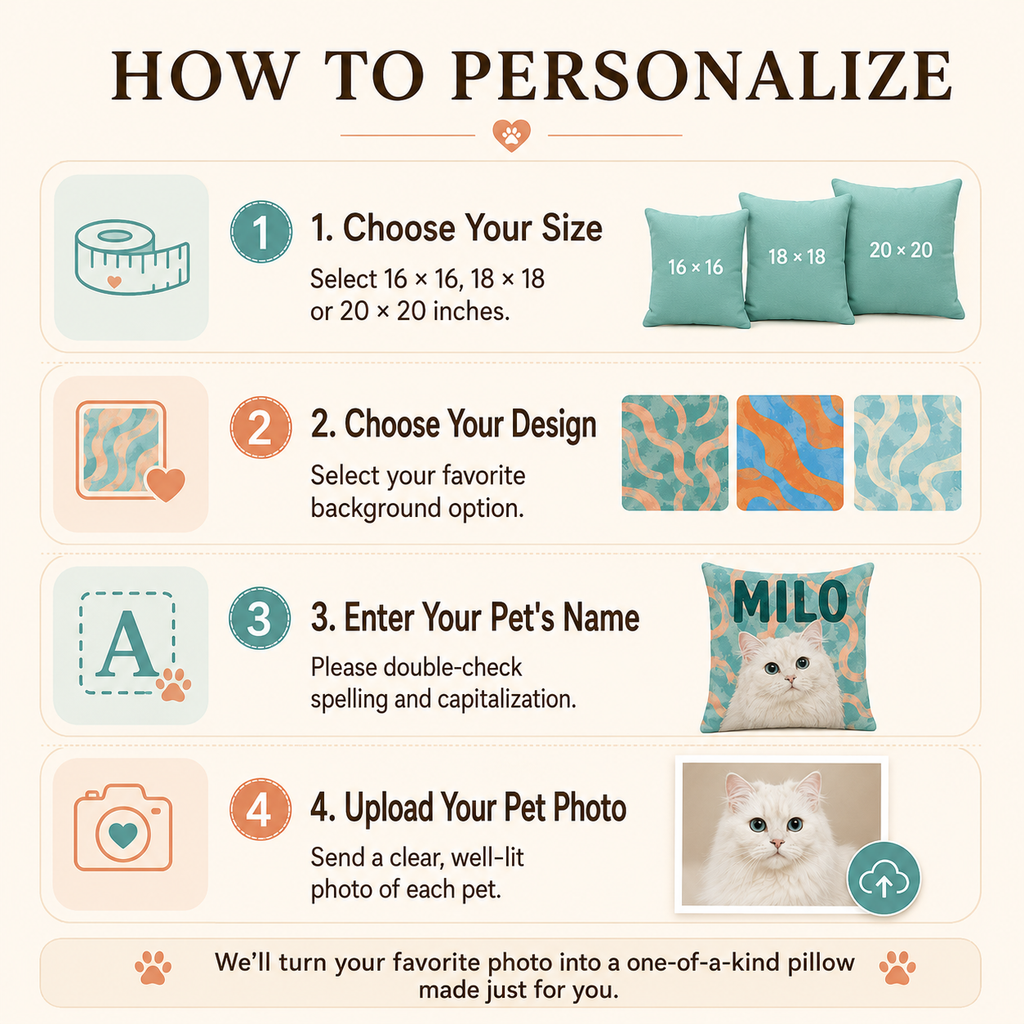 Personalized Pet Portrait Pillow – Custom Dog & Cat Photo Pillow