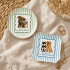 Custom Two Pets Ceramic Jewelry Dish – "Our Humans Are Getting Married" Striped Design