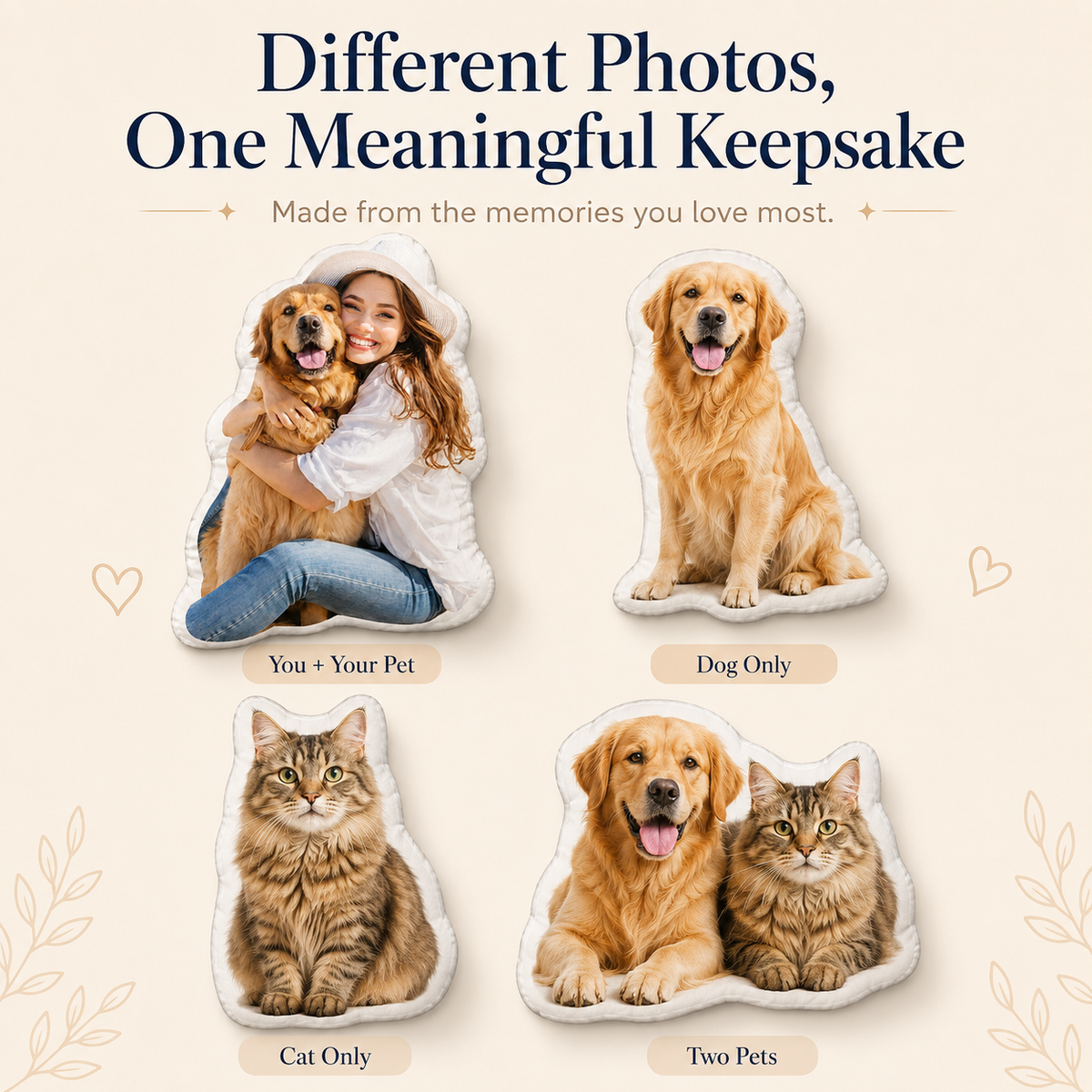 Custom Photo Shaped Pillow – Personalized Pet & Portrait Cushion