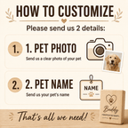 Custom Pet Sketch Portrait Wooden Block – Rustic Line Art Design