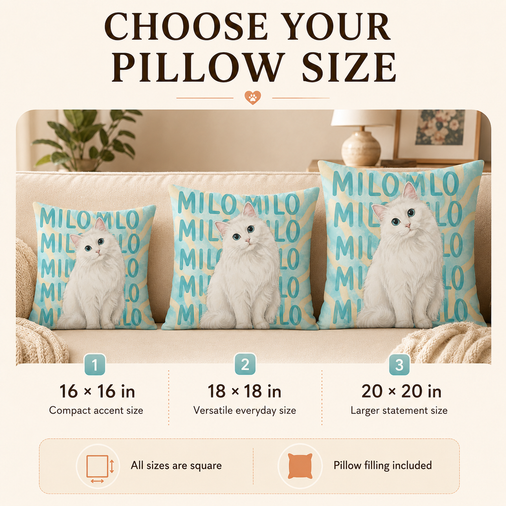 Personalized Pet Portrait Pillow – Custom Dog & Cat Photo Pillow