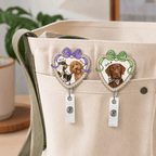 Badge Reel – Custom Pet Portrait Heart Shape Ribbon Design