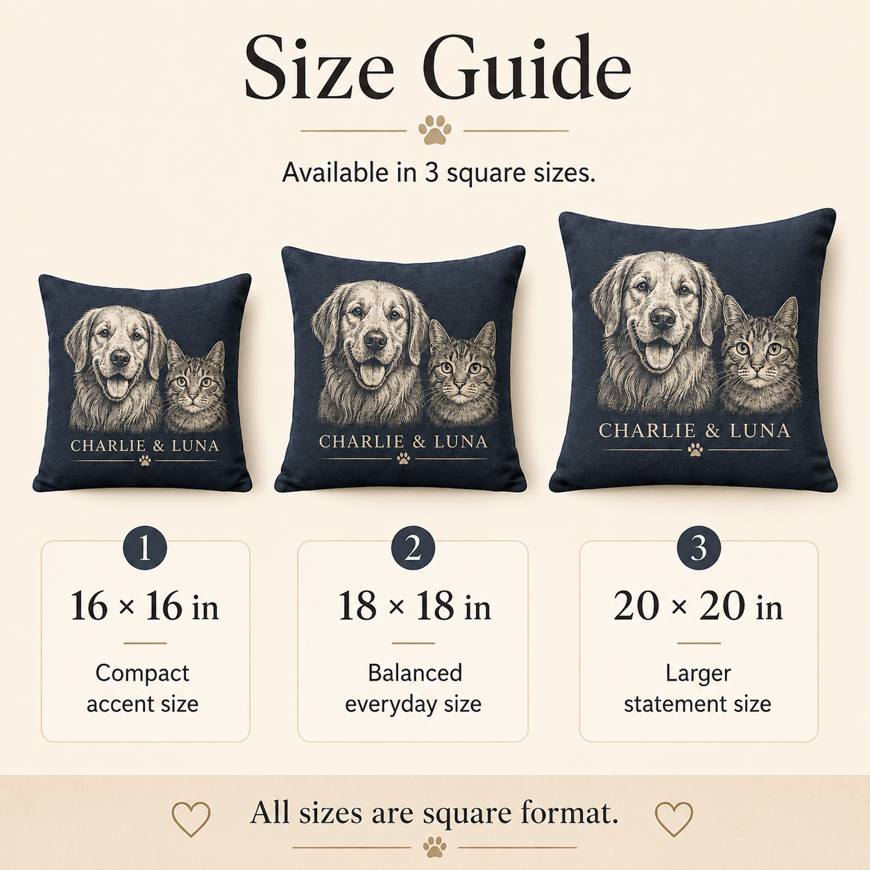 Custom Pet Portrait Pillow with Name – Personalized Dog or Cat Pillow