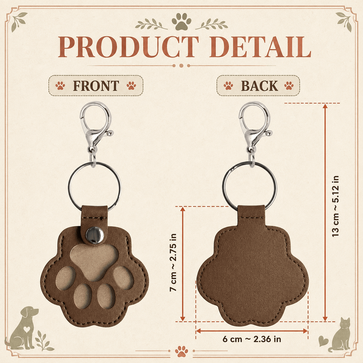 Personalized Pawprint Keychain - Custom Sketch Pet Portrait & Fur Keepsake
