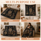 Custom Vintage Floral Pet Portrait Woven-Style Blanket - Personalized Cat & Dog Throw with Name