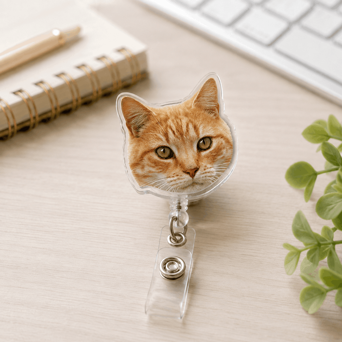Badge Reel – Custom Pet Face Shape Acrylic Design