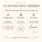 Custom Two Pets Portrait Ceramic Jewelry Dish – Pastel Pattern Design
