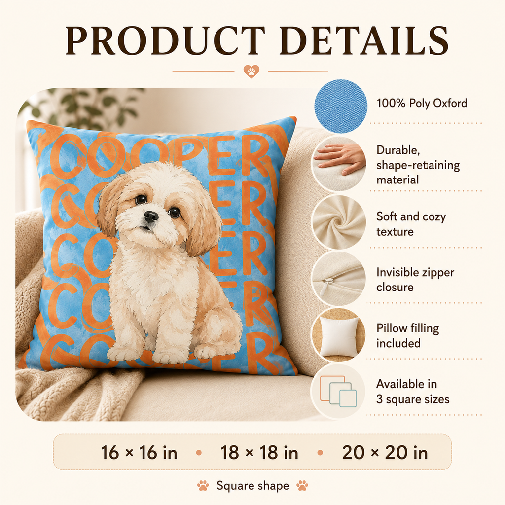 Personalized Pet Portrait Pillow – Custom Dog & Cat Photo Pillow