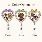 Badge Reel – Custom Pet Portrait Heart Shape Ribbon Design
