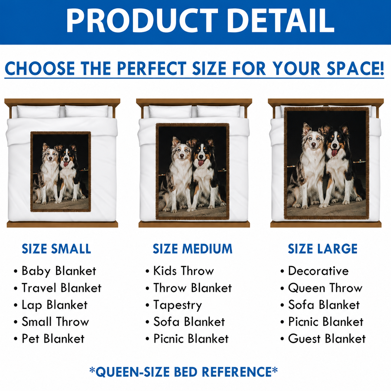 Custom Pet Portrait Woven-Style Throw Blanket - Personalized Printed Fringe Blanket