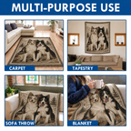 Custom Pet Portrait Woven-Style Throw Blanket - Personalized Printed Fringe Blanket